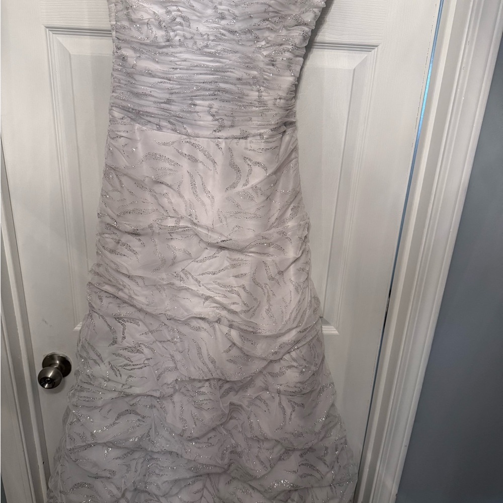 Elegant Silver Strapless Gown